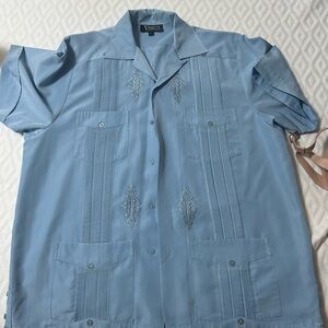 Cubavera Sky Blue Embroidered Shirt